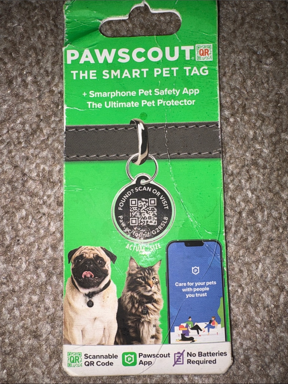 Scout Smart Pet Tag — Black and Silver QR ID